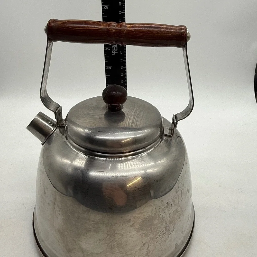 VTG Farberware 752 Stainless Steel Tea Kettle 1.5 Qt Wood Handle‎ handle Crack